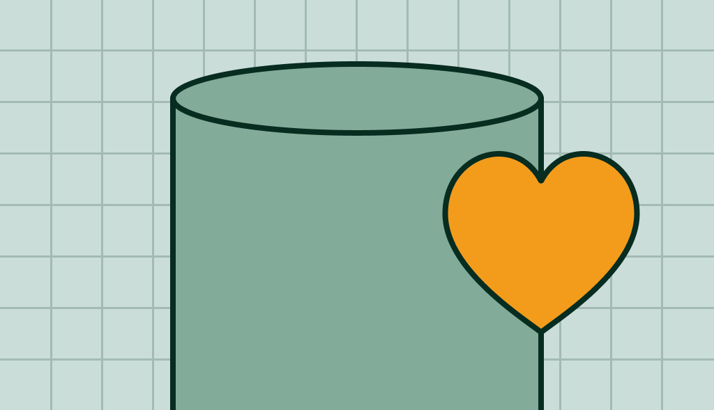 Water heater with an orange heart symbol, representing care, reliability, or long-lasting performance.