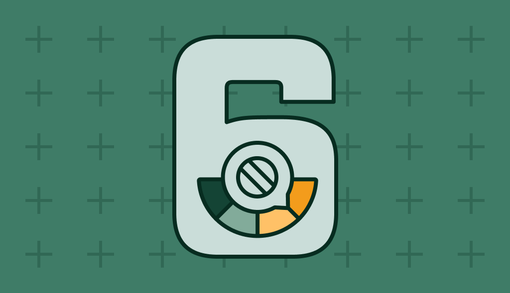 Number six with a circular gauge and screw symbol inside, representing maintenance or inspection of a water heater.