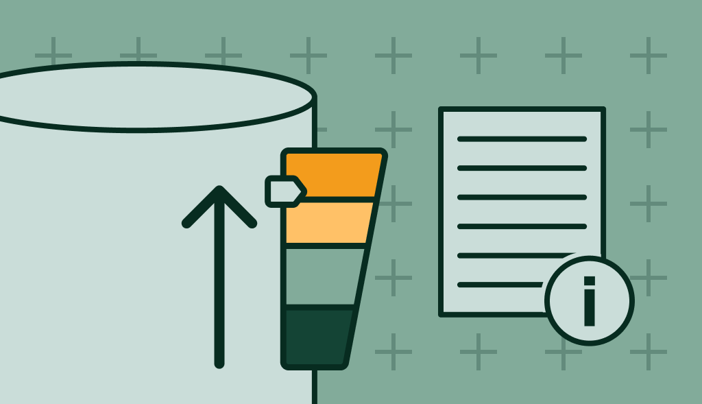 Water heater with rising arrow and color gauge, symbolizing how to turn up hot water temperature.