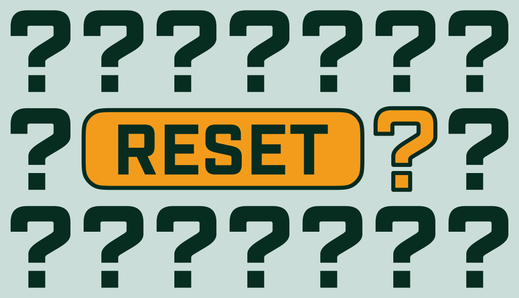 Reset button surrounded by question marks, representing issues that cause a water heater to trip reset.
