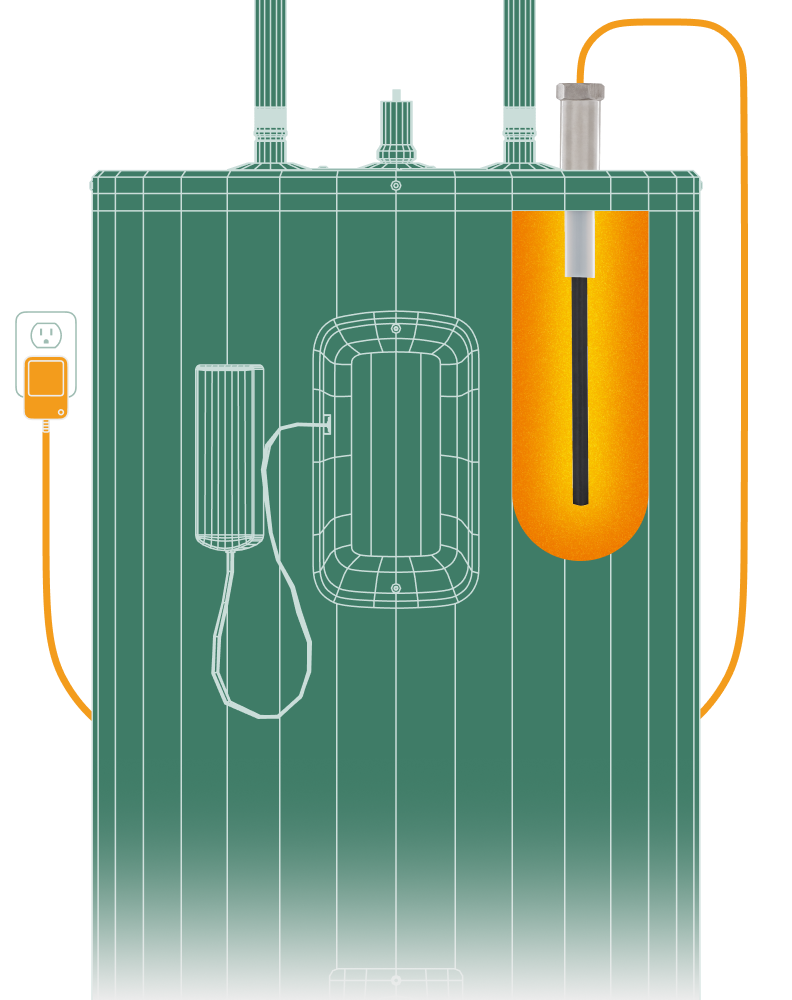 Powered anode rod for electric water heater