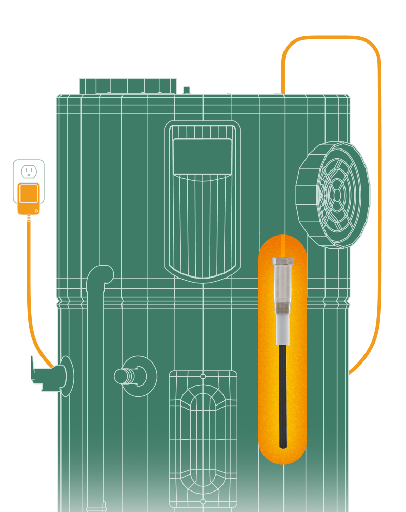 Powered anode rod for hybrid water heater from 10 to 120 gallon capacity