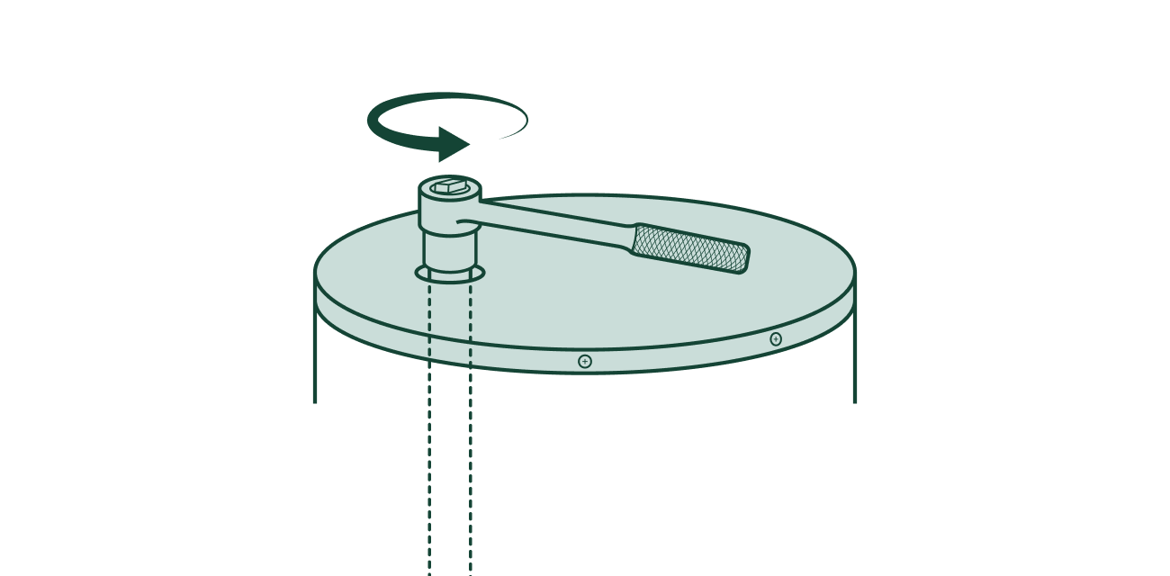 Illustration of an anode rod being lifted vertically out of the top of a water heater tank.