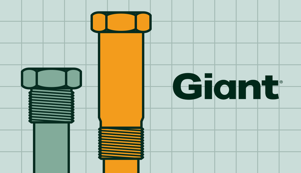 Two anode rods of different sizes next to the Giant Water Heaters logo.: one powered anode rod at the left and standard anode rod on the right.